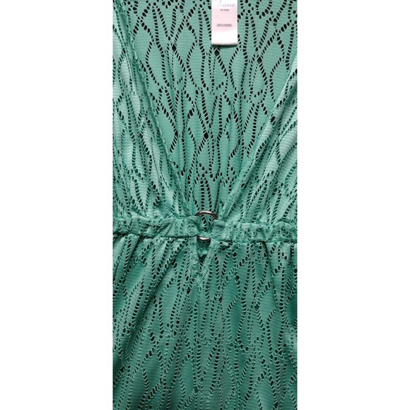 Catalina Womens 1X 16W Swimsuit Coverup Green Teal Tunic With Eyelet - Picture 2 of 8